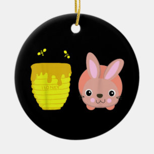 Honey Bunny Cute & Funny Rabbit Animal Lovers Ceramic Tree Decoration