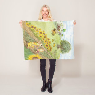 Honey Bunny Meets The Honey Bees Fleece Blanket