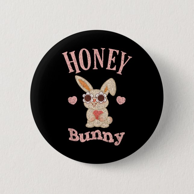 Honey Bunny Retro Easter Cute Rabbit Women Girls K 6 Cm Round Badge (Front)