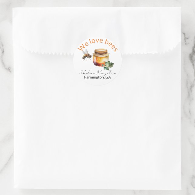 Honey Business Branding Classic Round Sticker (Bag)