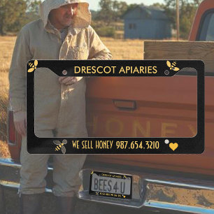 HONEY BUSINESS License Plate Frame with Bees