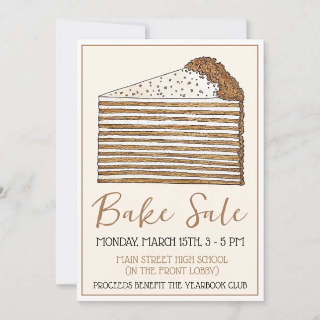 Honey Cake Russian Ukrainian Dessert Bake Sale Invitation (Front)