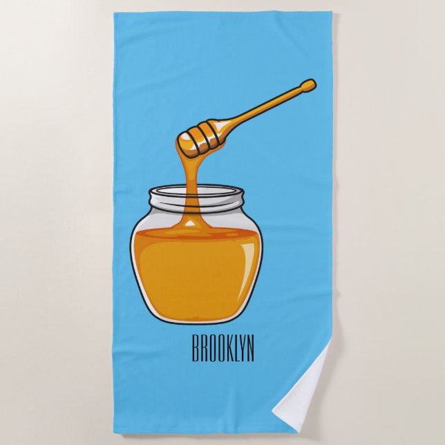Honey cartoon illustration  beach towel (Front)