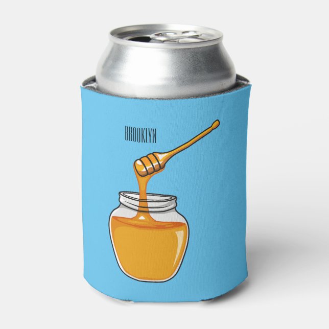 Honey cartoon illustration  can cooler (Can Front)