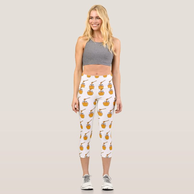 Honey cartoon illustration  capri leggings (Front)