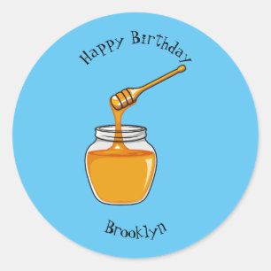 Honey cartoon illustration classic round sticker