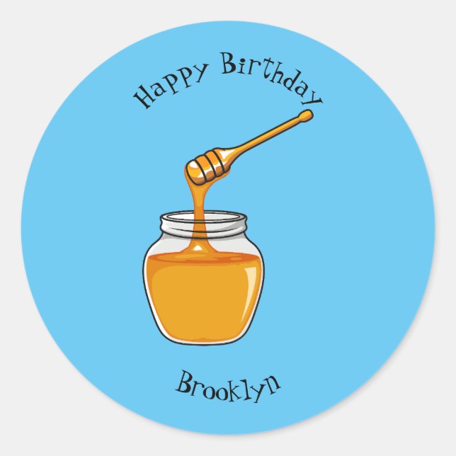 Honey cartoon illustration  classic round sticker (Front)