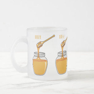 Honey cartoon illustration frosted glass coffee mug