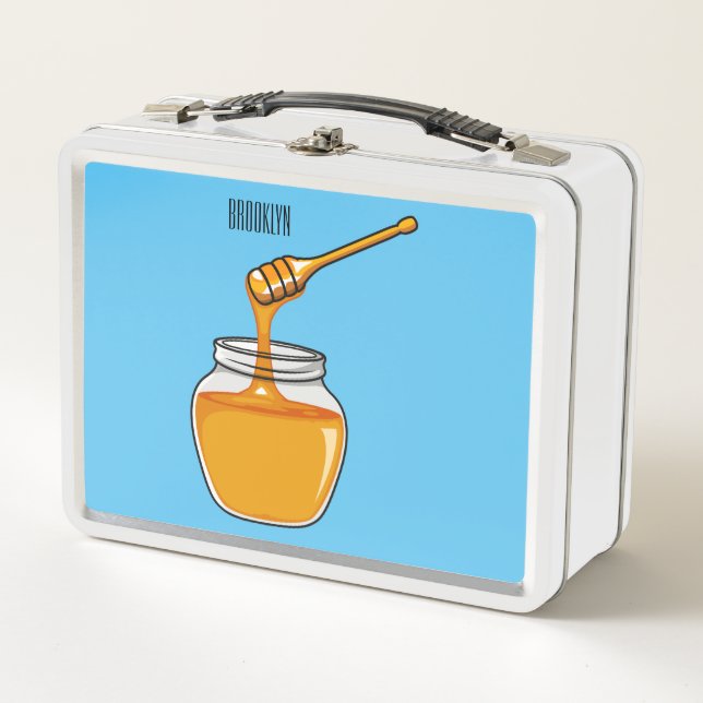 Honey cartoon illustration  metal lunch box (Front)