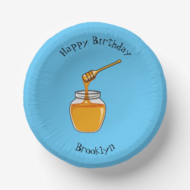 Honey cartoon illustration  paper plate (Front)