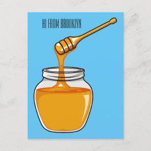 Honey cartoon illustration postcard