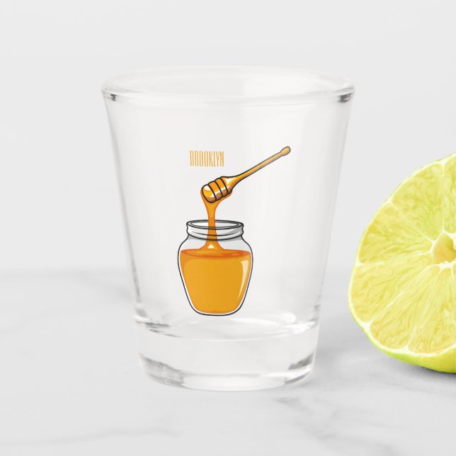 Honey cartoon illustration  shot glass (Front)
