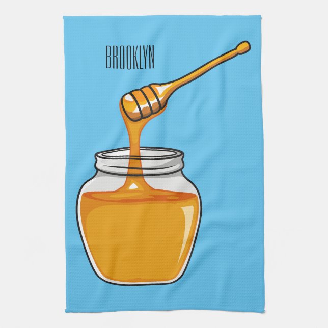 Honey cartoon illustration  tea towel (Vertical)
