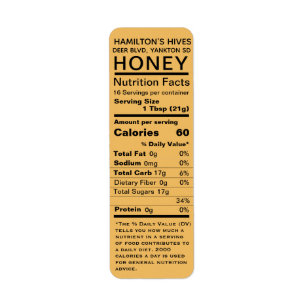 Honey-Colored Nutrition Facts Return Address Label