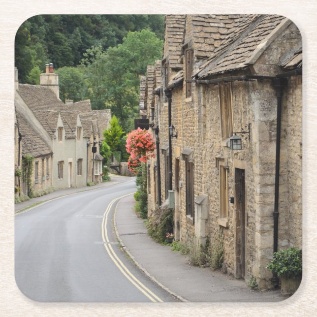 Honey coloured cottages in Castle Combe coaster (Front)
