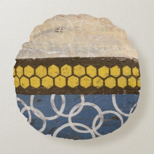 Honey Comb Abstract I Round Cushion