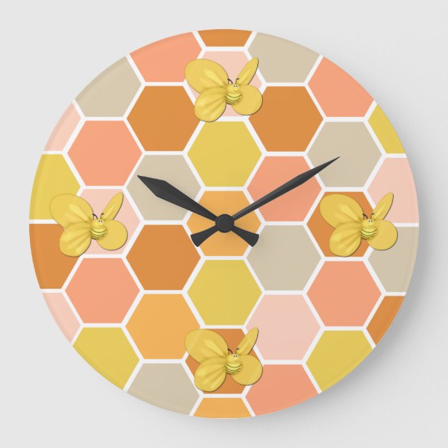 Honey Comb Bumble Bee Wall Clock (Front)