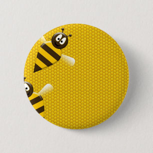 Honey Comb Yellow Gold Bee Bees Pattern Art 6 Cm Round Badge