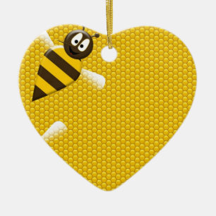 Honey Comb Yellow Gold  Bee Bees Pattern Art Ceramic Tree Decoration