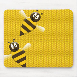 Honey Comb Yellow Gold Bee Bees Pattern Art Mouse Mat