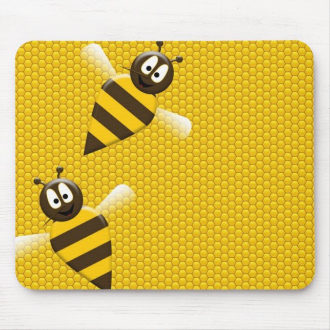 Honey Comb Yellow Gold  Bee Bees Pattern Art Mouse Mat (Front)