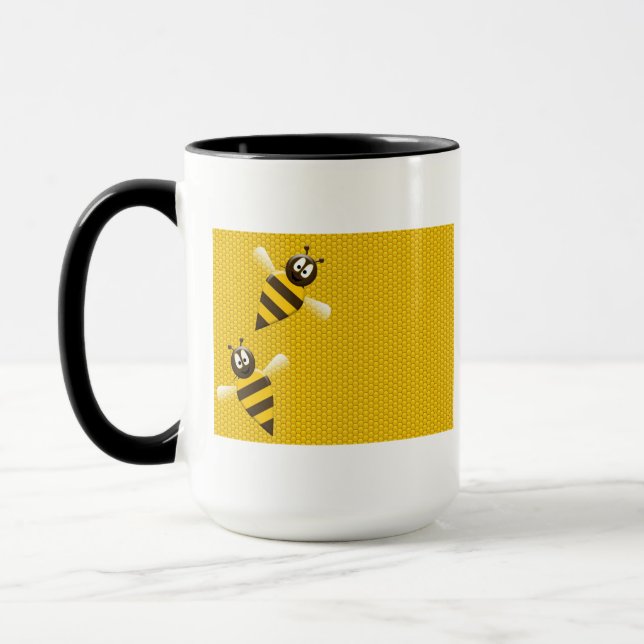 Honey Comb Yellow Gold  Bee Bees Pattern Art Mug (Left)