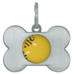 Honey Comb Yellow Gold  Bee Bees Pattern Art Pet ID Tag