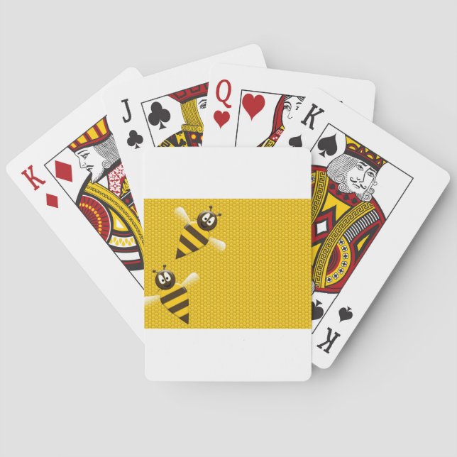 Honey Comb Yellow Gold  Bee Bees Pattern Art Playing Cards (Back)