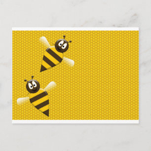 Honey Comb Yellow Gold  Bee Bees Pattern Art Postcard