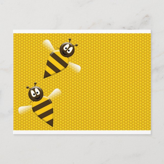Honey Comb Yellow Gold  Bee Bees Pattern Art Postcard (Front)