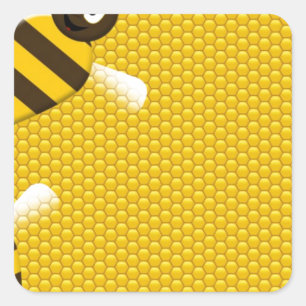 Honey Comb Yellow Gold Bee Bees Pattern Art Square Sticker