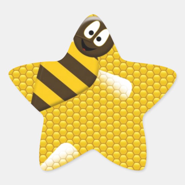 Honey Comb Yellow Gold  Bee Bees Pattern Art Star Sticker (Front)