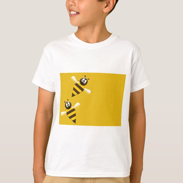 Honey Comb Yellow Gold  Bee Bees Pattern Art T-Shirt (Front)