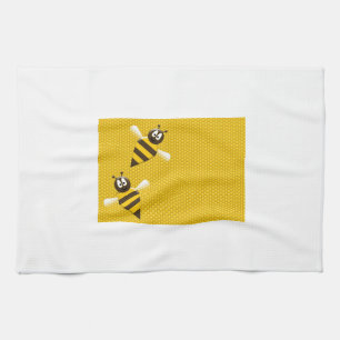 Honey Comb Yellow Gold  Bee Bees Pattern Art Tea Towel