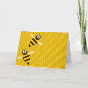 Honey Comb Yellow Gold Bee Bees Pattern Art Thank You Card