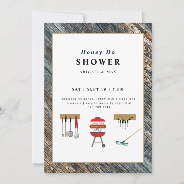 Honey Do BBQ Couples Wedding Shower  Invitation (Front)