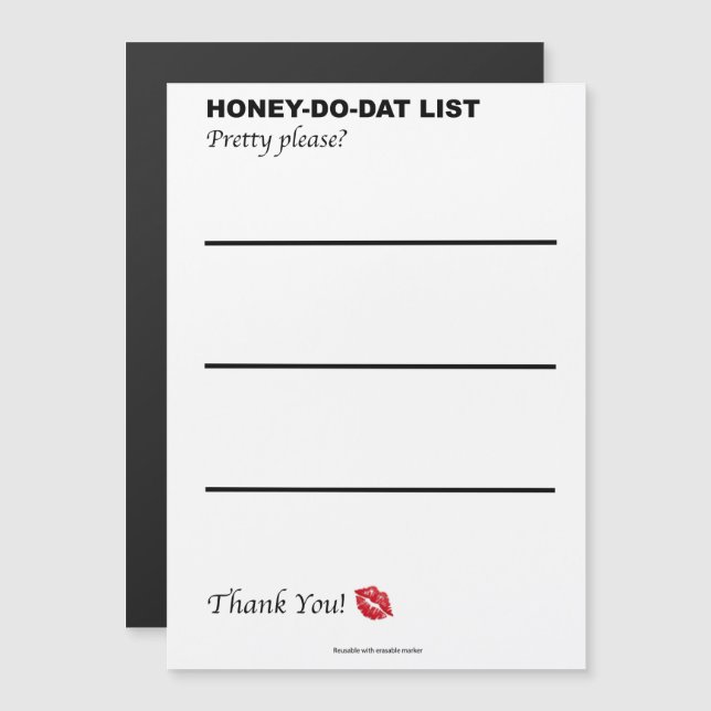 Honey Do Dat List Magnetic Invitation (Front/Back)