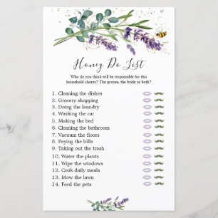 Honey Do List Bridal Game, Lavender Eucalyptus