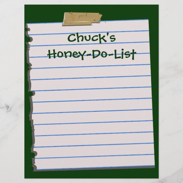 Honey Do List Letterhead Stationery (Front)