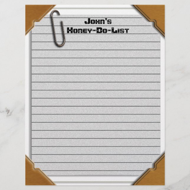 Honey-Do-List Letterhead Stationery (Front)