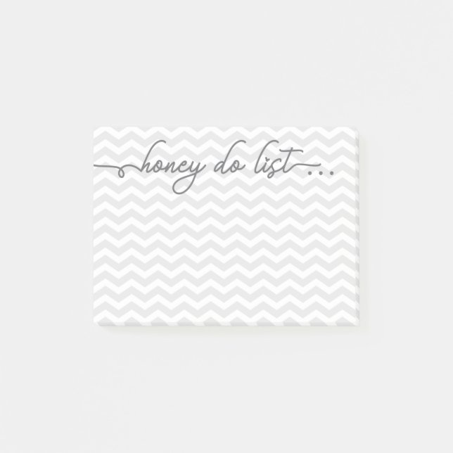 Honey Do List Notepad, Grey, Chevron Post-it Notes (Front)