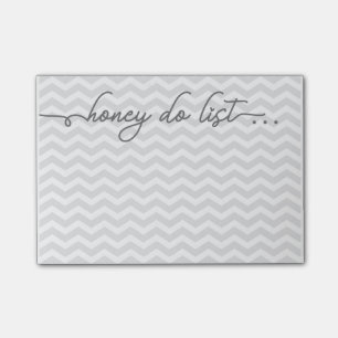 Honey Do List Notepad, Grey, Chevron Post-it Notes