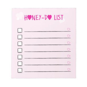 Honey Do List Pink Hearts Checklist Wife Husband Notepad