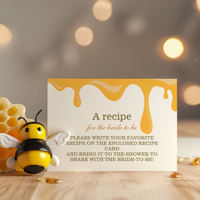 Honey drip floral bee bridal shower recipe enclosure card (Creator Uploaded)