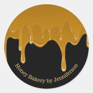 Honey Drip Sweets Bakery Gold Black Jar Classic Round Sticker