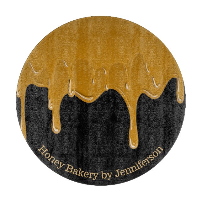 Honey Drip Sweets Bakery Gold Black set Cutting Board (Front)