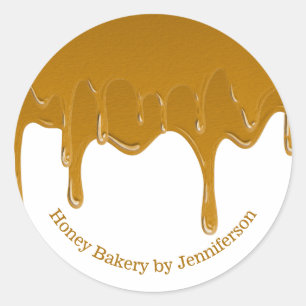 Honey Drip Sweets Bakery Gold Elegant Jar Classic Round Sticker