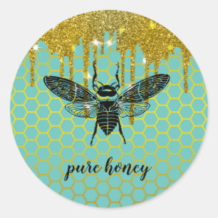 Honey Drips Bee Seller Apiarist Gold Vintage Classic Round Sticker