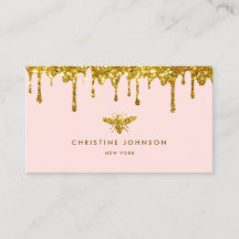 honey drips faux glitter bee logo business card