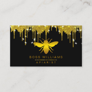 Honey Drips Gold Faux Bee Glitter  Business Card